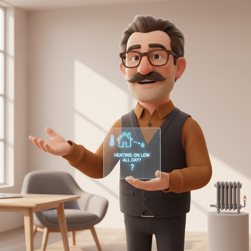 Illustration: Tod, wearing a brown shirt, dark vest, and glasses, stands in a modern, minimal setting with warm lighting, gesturing with a knowledgeable expression.